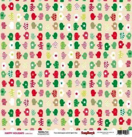 Papier do scrapbookingu dwustronny 30,5 x 30,5 cm HAPPY HOLIDAYS 9 szt. ScrapBerry`s